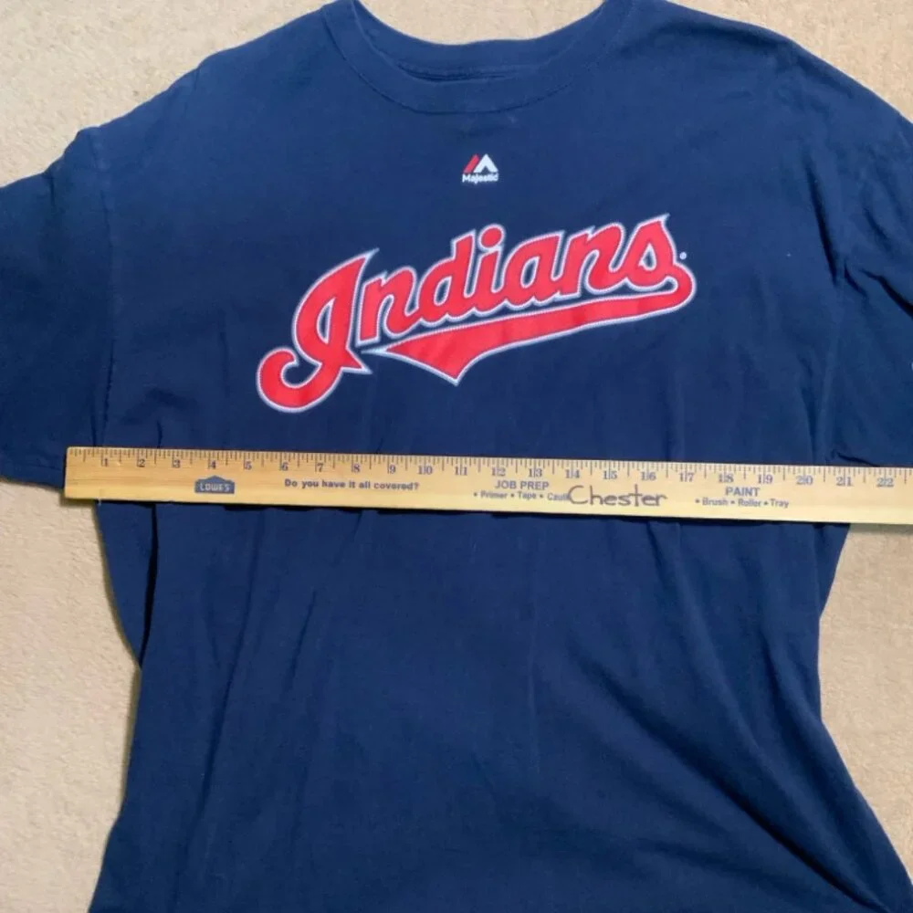 Majestic Youth XL Cleveland Indians Guardians‎ MLB Baseball Navy Red T-Shirt